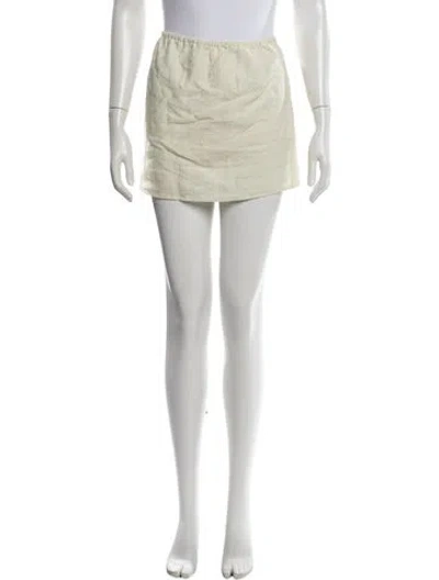Pre-owned Deiji Studios Linen Mini Skirt In White