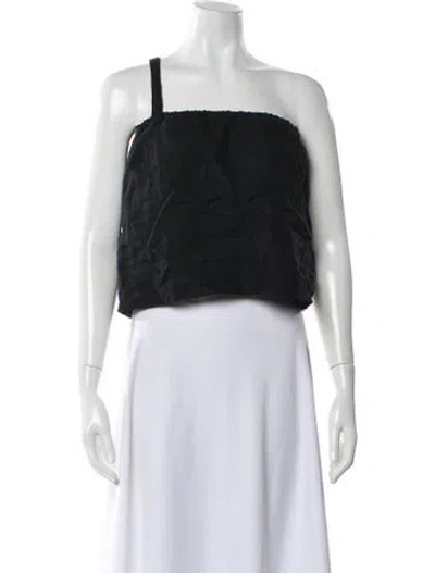 Pre-owned Deiji Studios Linen One-shoulder Top In Black