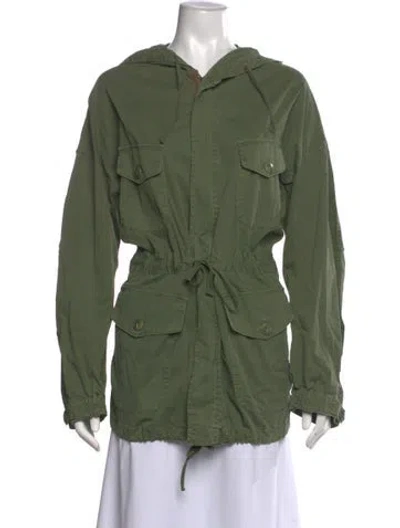 Pre-owned Deiji Studios Linen Open Front Hoodie W/ Tags In Green