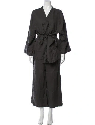 Pre-owned Deiji Studios Linen Pant Set In Green