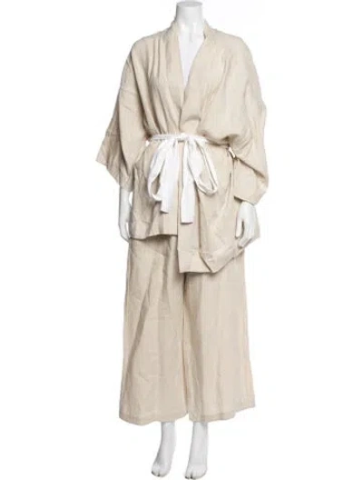 Pre-owned Deiji Studios Linen Pant Set In Neutral