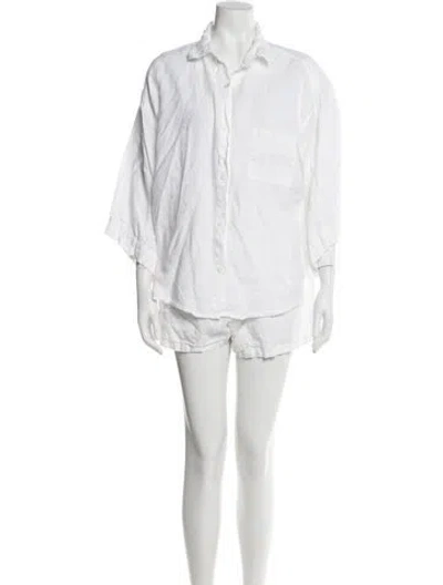 Pre-owned Deiji Studios Linen Pant Set In White