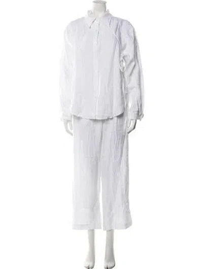 Pre-owned Deiji Studios Linen Pant Set In White