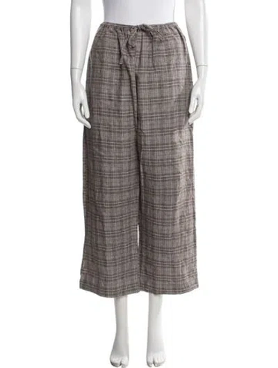 Pre-owned Deiji Studios Linen Plaid Print Sweatpants In Neutral