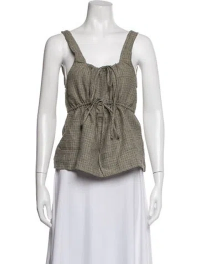 Pre-owned Deiji Studios Linen Printed Blouse In Neutrals