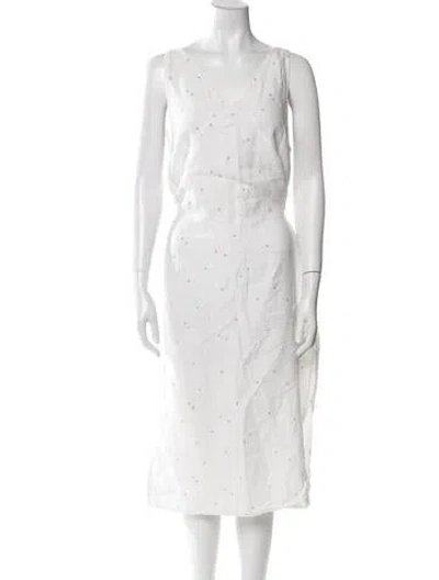 Pre-owned Deiji Studios Linen Printed Lounge Set In White