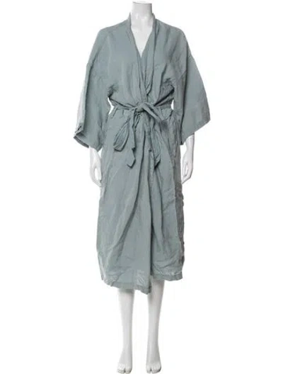Pre-owned Deiji Studios Linen Robe In Blue