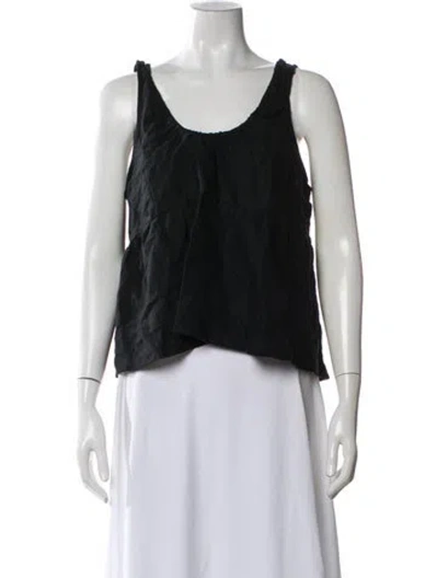 Pre-owned Deiji Studios Linen Scoop Neck Top In Black