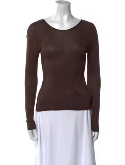 Pre-owned Deiji Studios Linen Scoop Neck Top In Brown