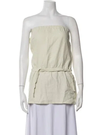 Pre-owned Deiji Studios Linen Scoop Neck Top In Green