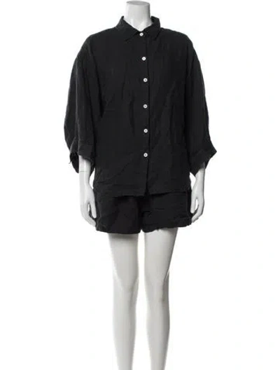 Pre-owned Deiji Studios Linen Short Set In Black