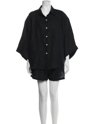 Pre-owned Deiji Studios Linen Short Set In Black