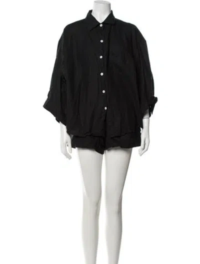 Pre-owned Deiji Studios Linen Short Set In Black