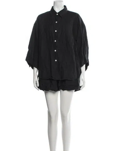 Pre-owned Deiji Studios Linen Short Set In Black
