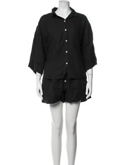 Pre-owned Deiji Studios Linen Short Set In Black