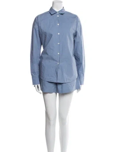 Pre-owned Deiji Studios Linen Short Set In Blue