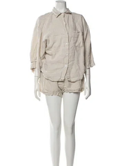 Pre-owned Deiji Studios Linen Short Set In Neutral