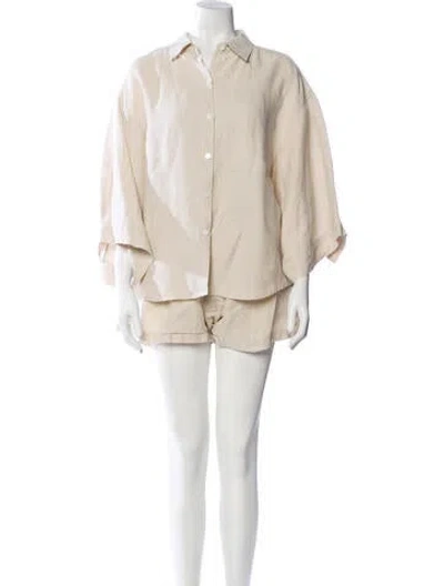 Pre-owned Deiji Studios Linen Short Set In Neutral