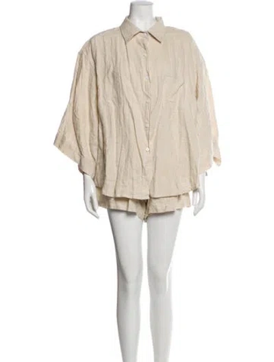 Pre-owned Deiji Studios Linen Short Set In Neutral