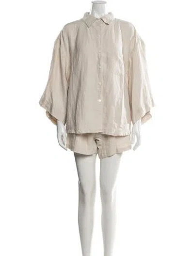 Pre-owned Deiji Studios Linen Short Set In Neutrals