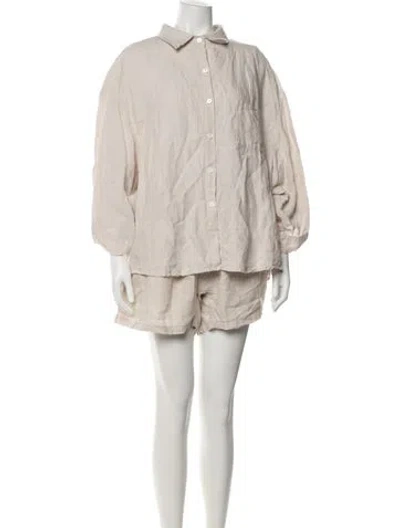 Pre-owned Deiji Studios Linen Short Set In Neutrals