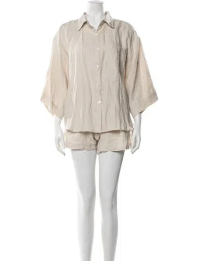 Pre-owned Deiji Studios Linen Short Set In Neutrals