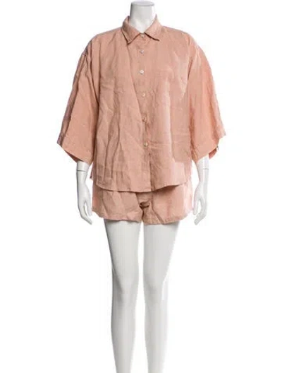 Pre-owned Deiji Studios Linen Short Set In Orange