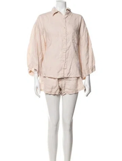 Pre-owned Deiji Studios Linen Short Set In Pink