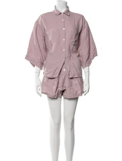 Pre-owned Deiji Studios Linen Short Set In Pink