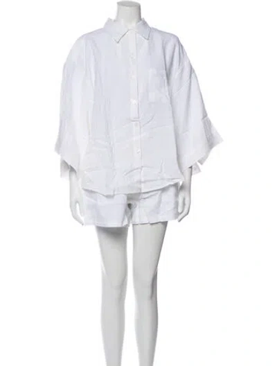 Pre-owned Deiji Studios Linen Short Set W/ Tags In White