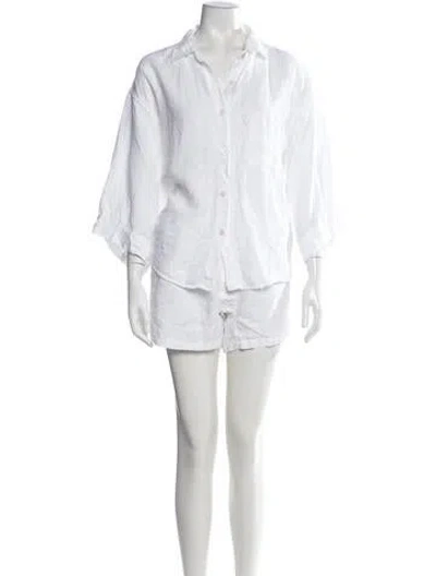 Pre-owned Deiji Studios Linen Short Set In White