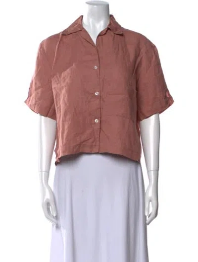 Pre-owned Deiji Studios Linen Short Sleeve Crop Top In Neutral