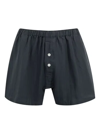 Deiji Studios Linen Shorts Set In Black