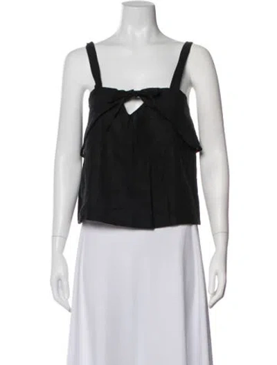 Pre-owned Deiji Studios Linen Square Neckline Top W/ Tags In White