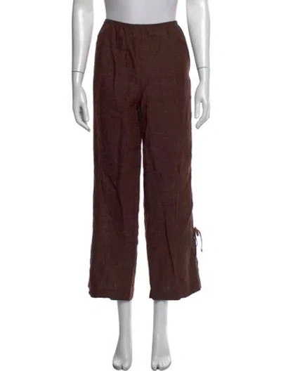Pre-owned Deiji Studios Linen Straight Leg Pants In Brown
