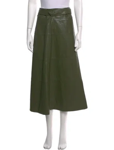 Pre-owned Deiji Studios Linen Straight Leg Pants In Green