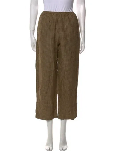 Pre-owned Deiji Studios Linen Straight Leg Pants In Green