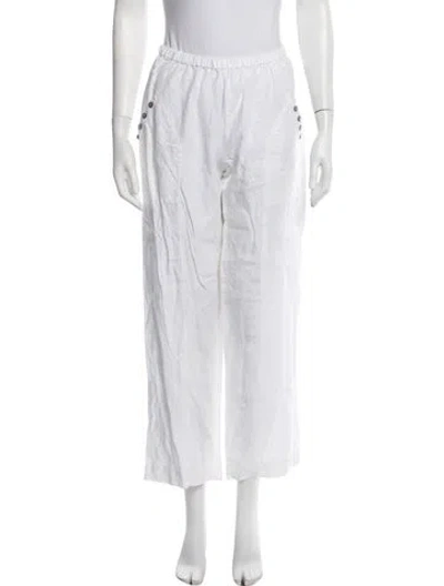 Pre-owned Deiji Studios Linen Straight Leg Pants In White