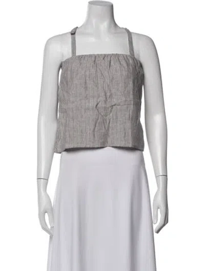 Pre-owned Deiji Studios Linen Striped Crop Top W/ Tags In Multicolor