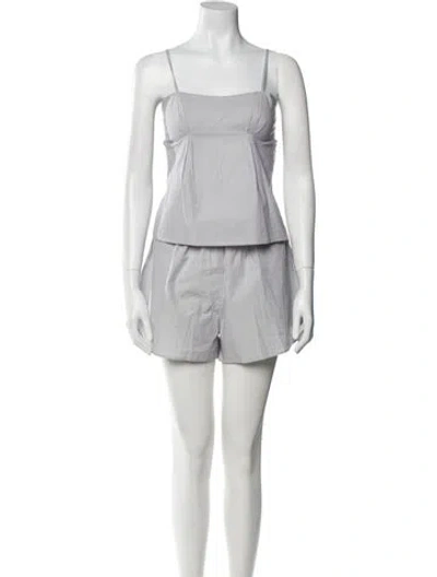 Pre-owned Deiji Studios Linen Striped Short Set In White