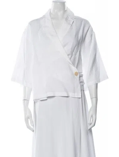 Pre-owned Deiji Studios Linen Three-quarter Sleeve Top In Neutrals