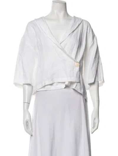 Pre-owned Deiji Studios Linen V-neck Top W/ Tags In Neutrals