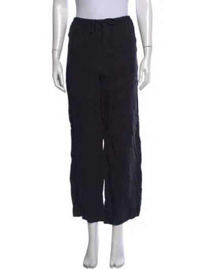 Pre-owned Deiji Studios Linen Wide Leg Pants In Black