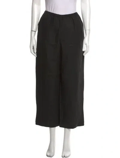 Pre-owned Deiji Studios Linen Wide Leg Pants In Black