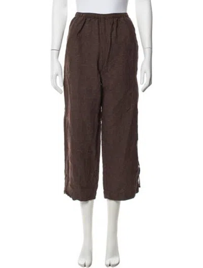 Pre-owned Deiji Studios Linen Wide Leg Pants In Brown