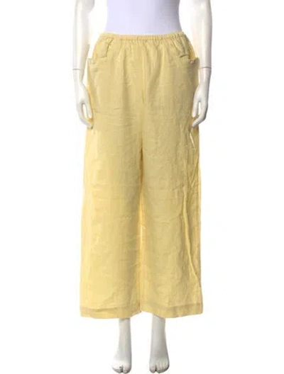 Pre-owned Deiji Studios Linen Wide Leg Pants In Neutrals