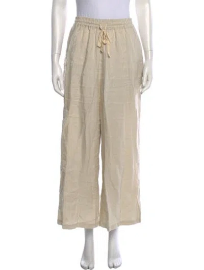 Pre-owned Deiji Studios Linen Wide Leg Pants In Neutrals