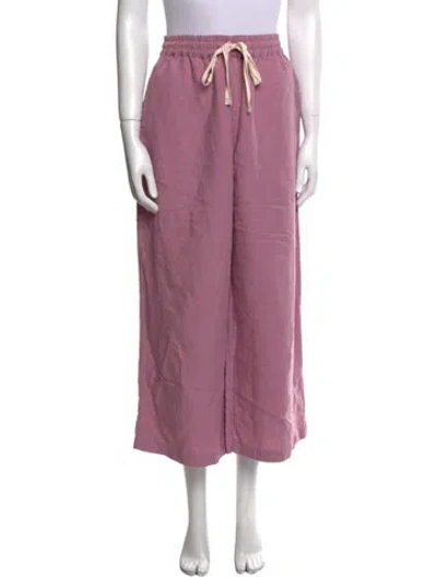 Pre-owned Deiji Studios Linen Wide Leg Pants In Purple