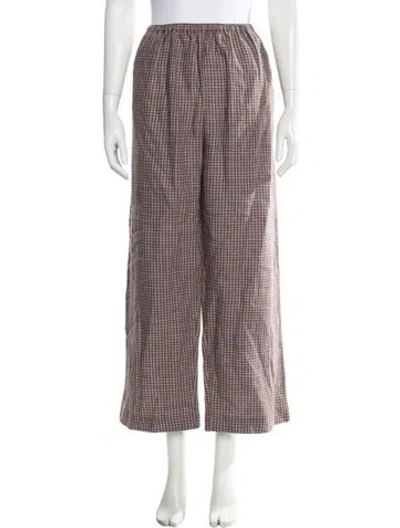 Pre-owned Deiji Studios Linen Wide Leg Pants In Red