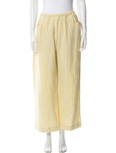 Pre-owned Deiji Studios Linen Wide Leg Pants W/ Tags In Yellow